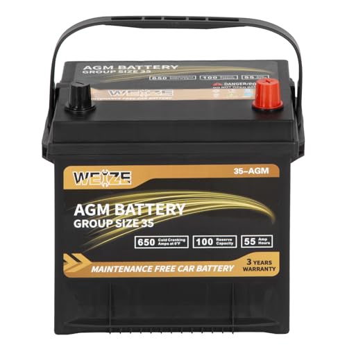 Weize Platinum AGM Battery BCI Group 35 Automotive Battery, 100RC, 650CCA, 36 Months Warranty