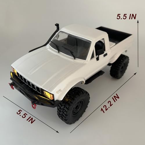 WPL C24-1 RC Rock Crawler RC Truck 4x4 1/16 Scale RC Crawler Off Road Remote Control Pickup 2.4G All Terrain RTR with Proportional Throttle Steering Led Light Adult
