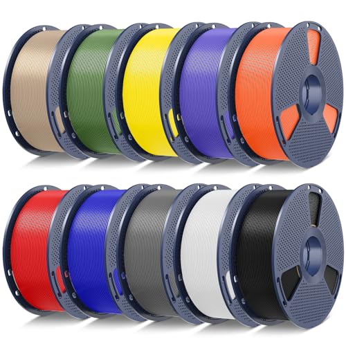 SUNLU PLA+2.0 3D Printer Filament Bundle, 4KG Upgrade PLA+ Filament 1.75mm, Tougher and Stronger, Dimensional Accuracy +/-0.02mm, 1KG per Spool, 4 Packs, Black