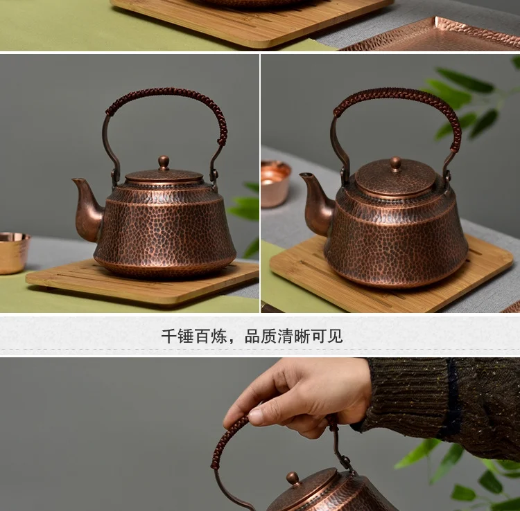 Girder 1 Liter Pure Copper Kettle Handmade Kettle Boiling Teapot Chinese Tea Art Pot