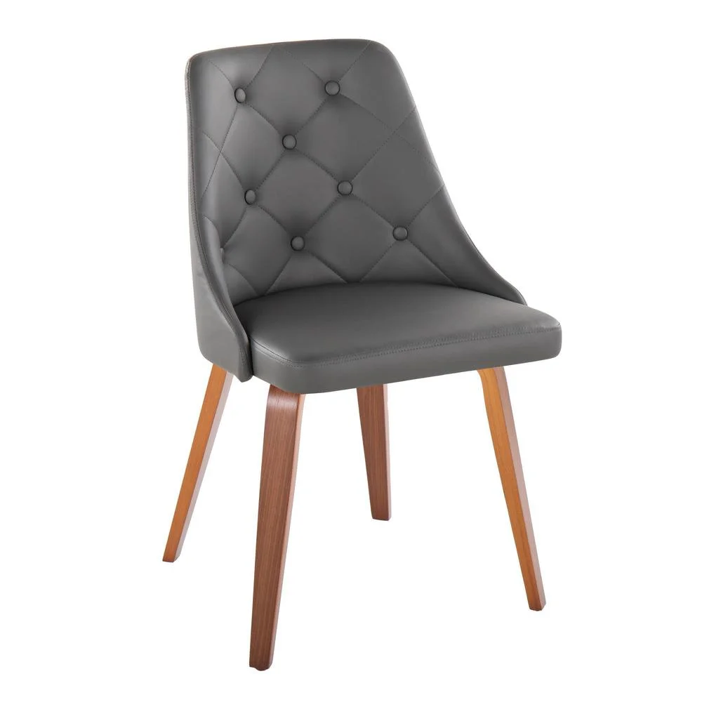 Carson Carrington  Ockelbo Dining Chair with Bent Wood Legs (Set of 2) Grey Faux Leather/Walnut Wood