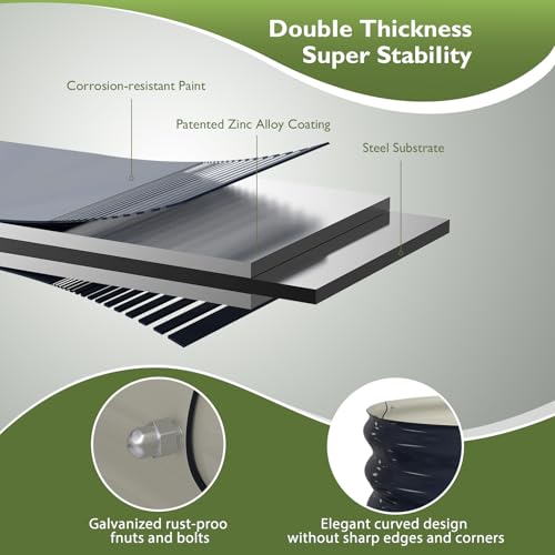 Raised Garden Bed Kit, 4x2x1 ft Galvanized Planter Box Outdoor with Safety Edging, Large Metal Raised Beds for Gardening Vegetables Flower Herb (Avocado Green)