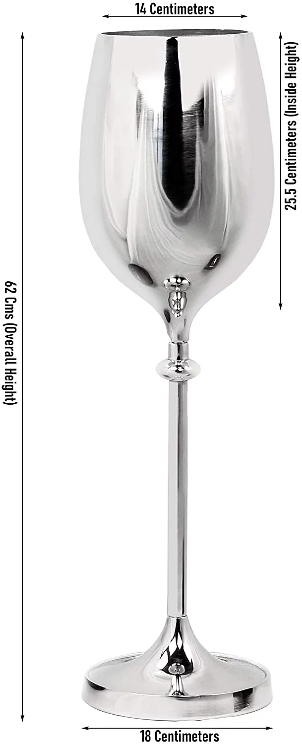 Nagina International Large Champagne Glass Premium Aluminum Free Standing Nickel Plated Wine Chiller | Wine Coolers & Cellar With Ice Bucket | Kitchen & Bar Wares