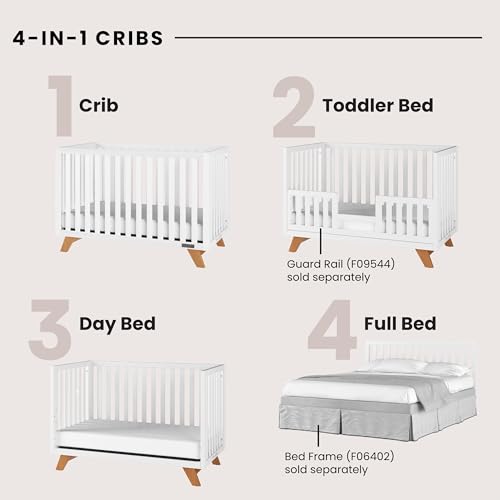 Child Craft SOHO Crib, 3-Drawer Dresser with Changing Table Topper, Chest, Nightstand, 4-Piece Nursery Set (Dusty Heather)