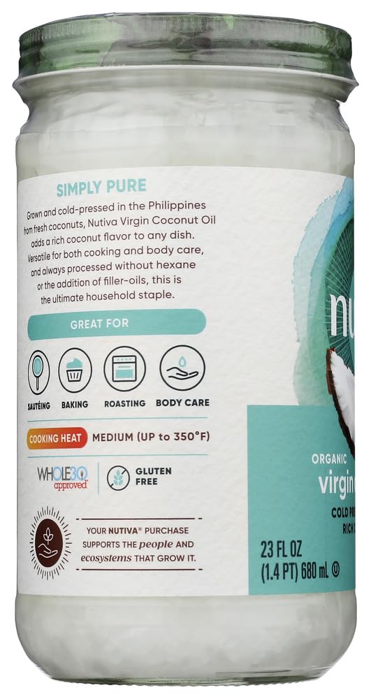 Nutiva Coconut Oil, Organic Extra Virgin, 23 fl oz (680 ml) by Nutiva