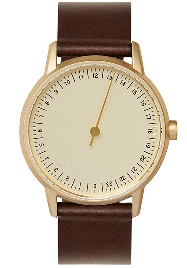 Slow Round 08 - Dark Brown Leather, Gold Case, Gold Dial