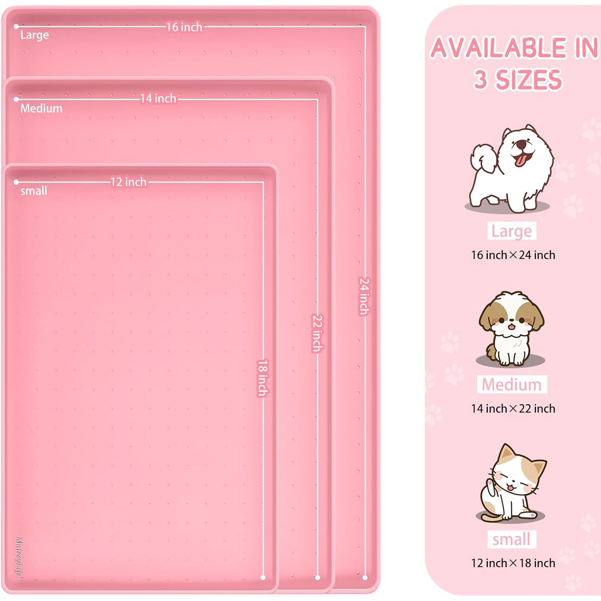 Waterproof Pet Feeding Mat with Raised Edge, Anti-Slip Dog Bowl Mat for Messy Eaters