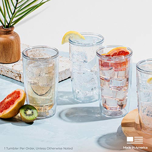 Tervis Yao Cheng Green Crystal Made in USA Double Walled Insulated Tumbler Travel Cup Keeps Drinks Cold & Hot, 16oz, Green Blue Stripe