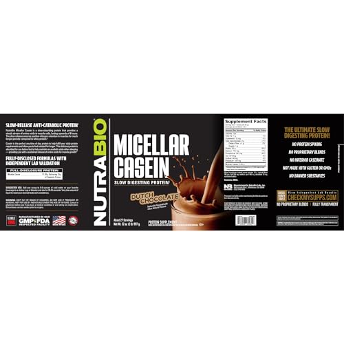 NutraBio Micellar Casein - Protein Powder, 2 lbs Alpine Vanilla - Slow Digesting - Muscle Growth - Essential Amino Acids - Non-GMO - Gluten & Soy Free