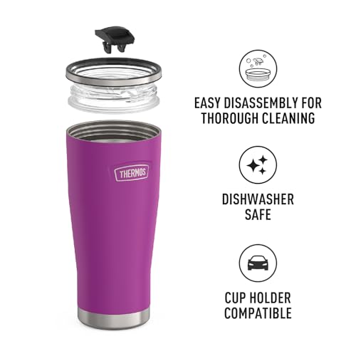THERMOS ICON SERIES, Stainless Steel Cold Tumbler with Slide Lock, 24 Ounce, Sandstone