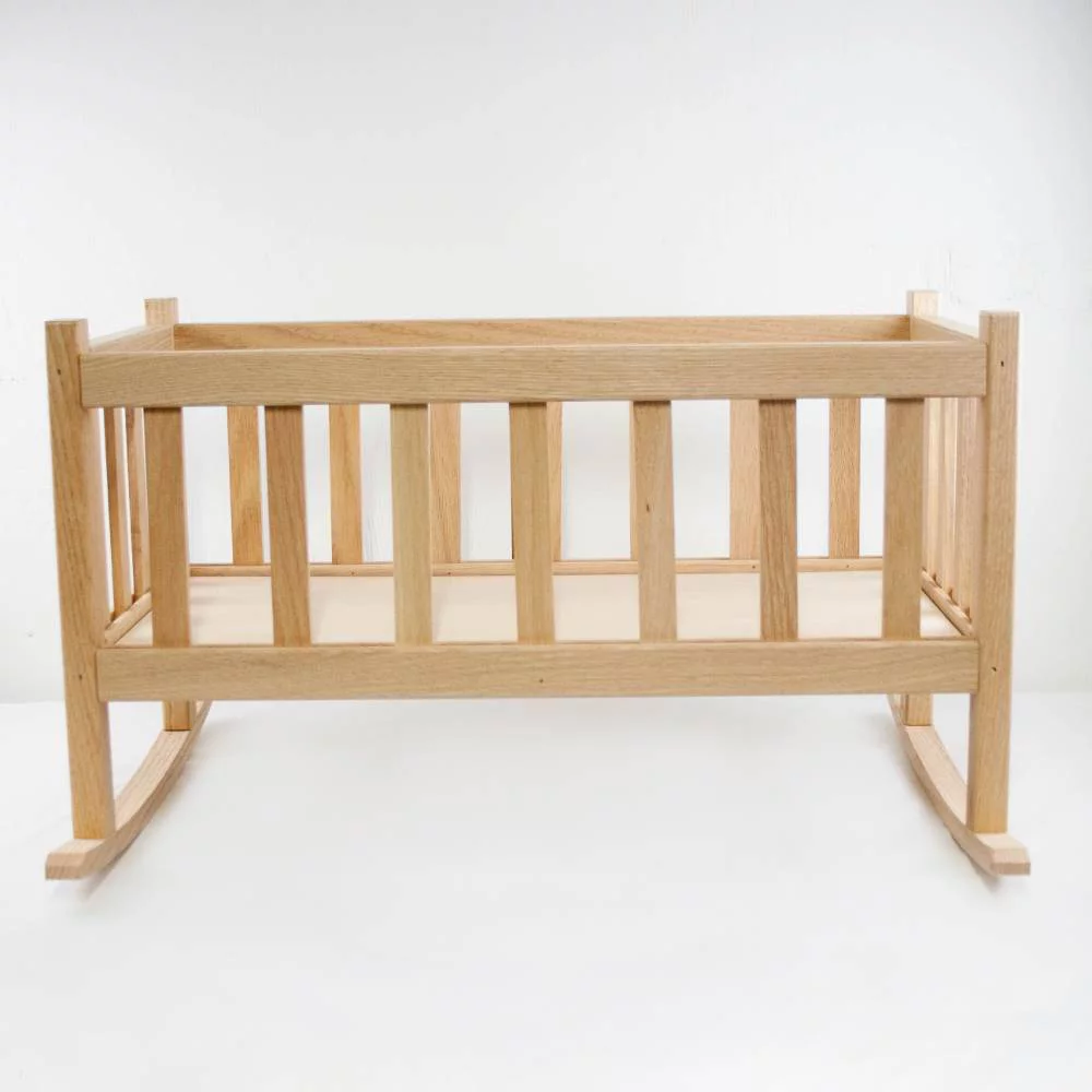Eli & Mattie Amish Made Oak Child Doll Rocking Cradle Toy 22 inch