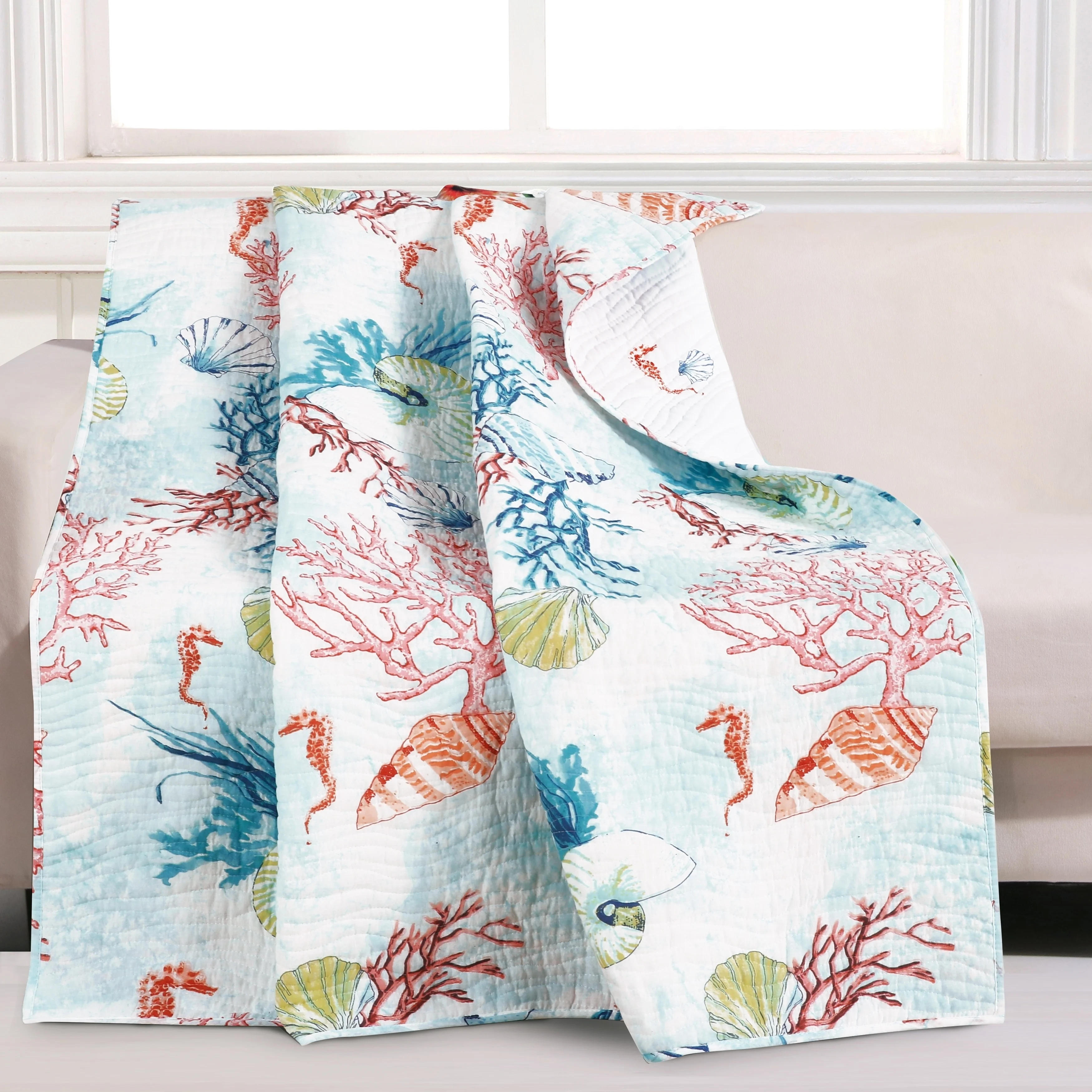 Barefoot Bungalow  Sarasota Coastal Quilted Throw
