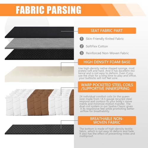 Dowinx Gaming Chair Fabric with Pocket Spring Cushion, Massage Game Chair Cloth with Headrest, Ergonomic Computer Chair with Footrest 290LBS, Black Green