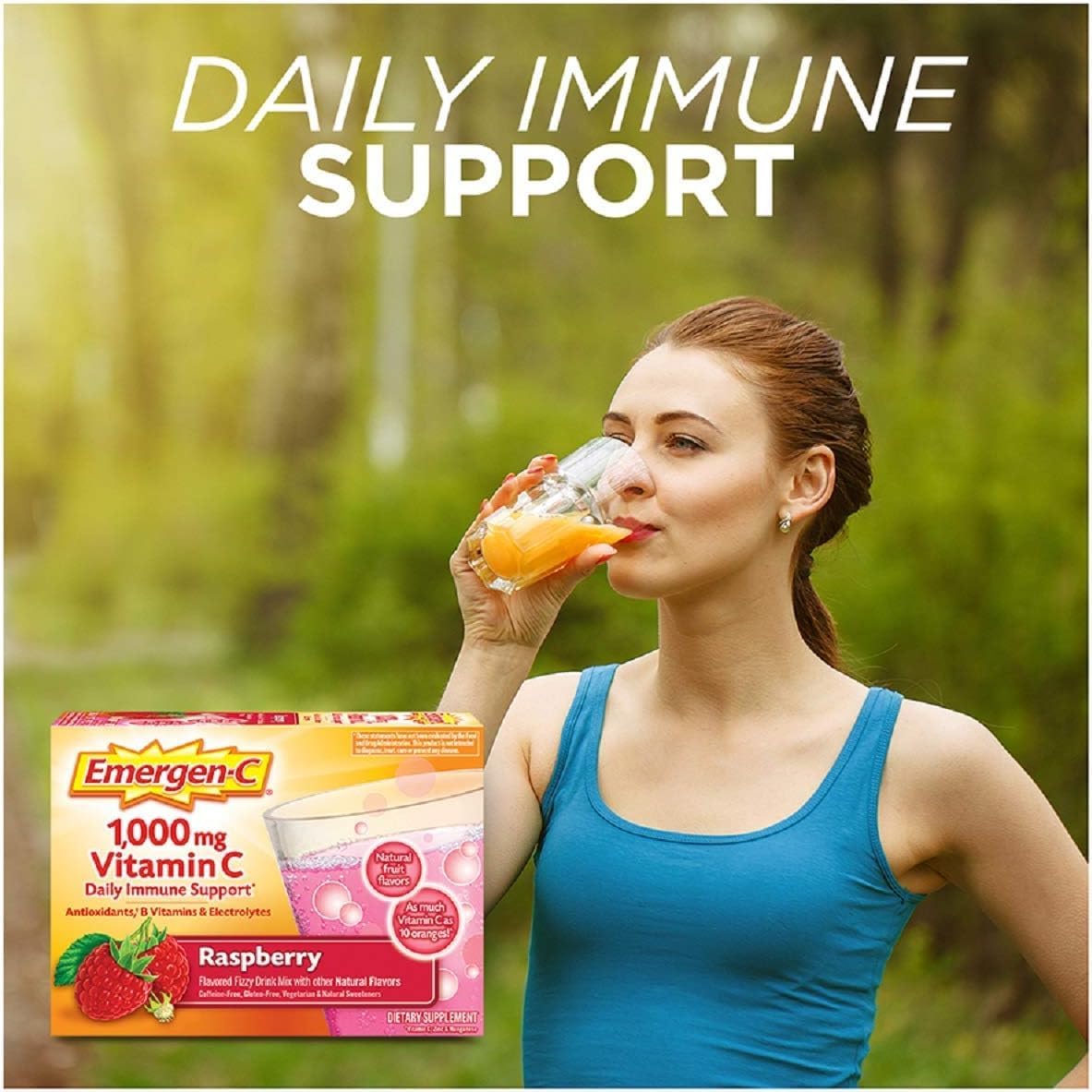 Emergen-C 1000mg Vitamin C Powder, with Antioxidants, B Vitamins and Electrolytes, Immunity Supplements for Immune Support, Caffeine Free Fizzy Drink Mix, Raspberry Flavor, 0.32 Ounce (Pack of 30)