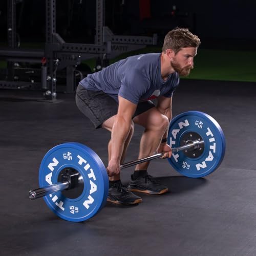 Titan Fitness Performance Series Olympic Barbell, 20 KG 28MM Medium Volcano Knurling Olympic Bar, Rated 700 LB, Home Gym Strength Training Bar for Slow Squat, Bench, and Deadlift Movements