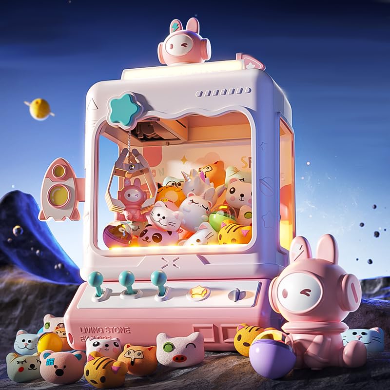 Skirfy Space Claw Machine for Kids, Large Electronic Game Vending Machine,Candy Dispenser Arcade Game for Kids,Birthday for Girls Boys(Blue)