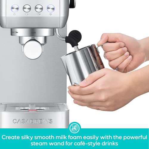 CASABREWS 3700 Gense Espresso Machine 20 Bar, Stainless Steel Espresso Maker With Steam Milk Frother, Coffee Machine Cappuccino Latte Machine With 43.9 oz Removable Water Tank