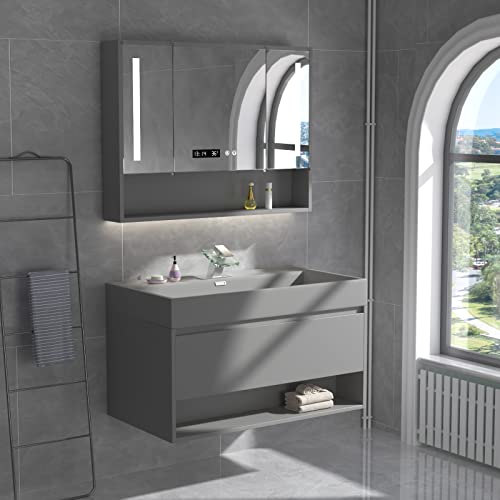 BWE Black Bathroom Faucet Glass Waterfall Single Handle Bathroom Sink Faucet Modern Vanity Sink Faucets with Supply Lines Lavatory Basin Bath Mixer Tap Deck Mounted,Matte Black