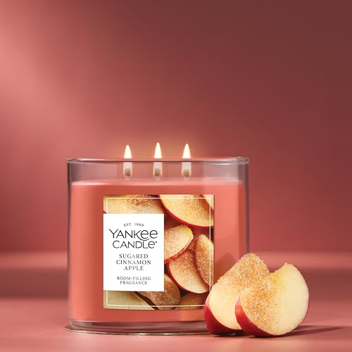 Yankee Candle Sugared Cinnamon Apple, Scented Candle, 22oz Large Jar with up to 150 Hour Burn Time, Giftable
