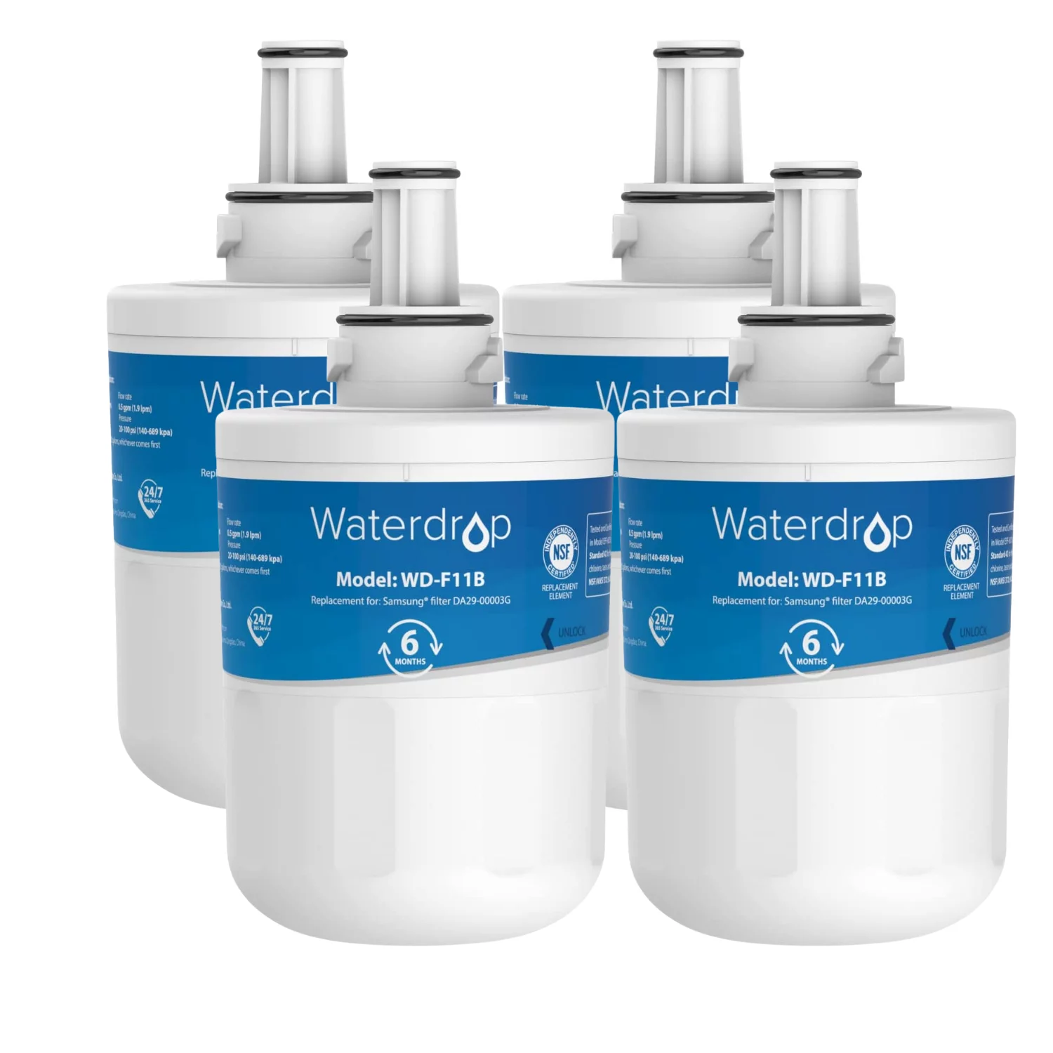 Replacement for Samsung Aqua-Pure Plus DA29-00003G, DA29-00003B, DA29-00003A, HAFCU1 Refrigerator Water Filter By Waterdrop(4 Pack)