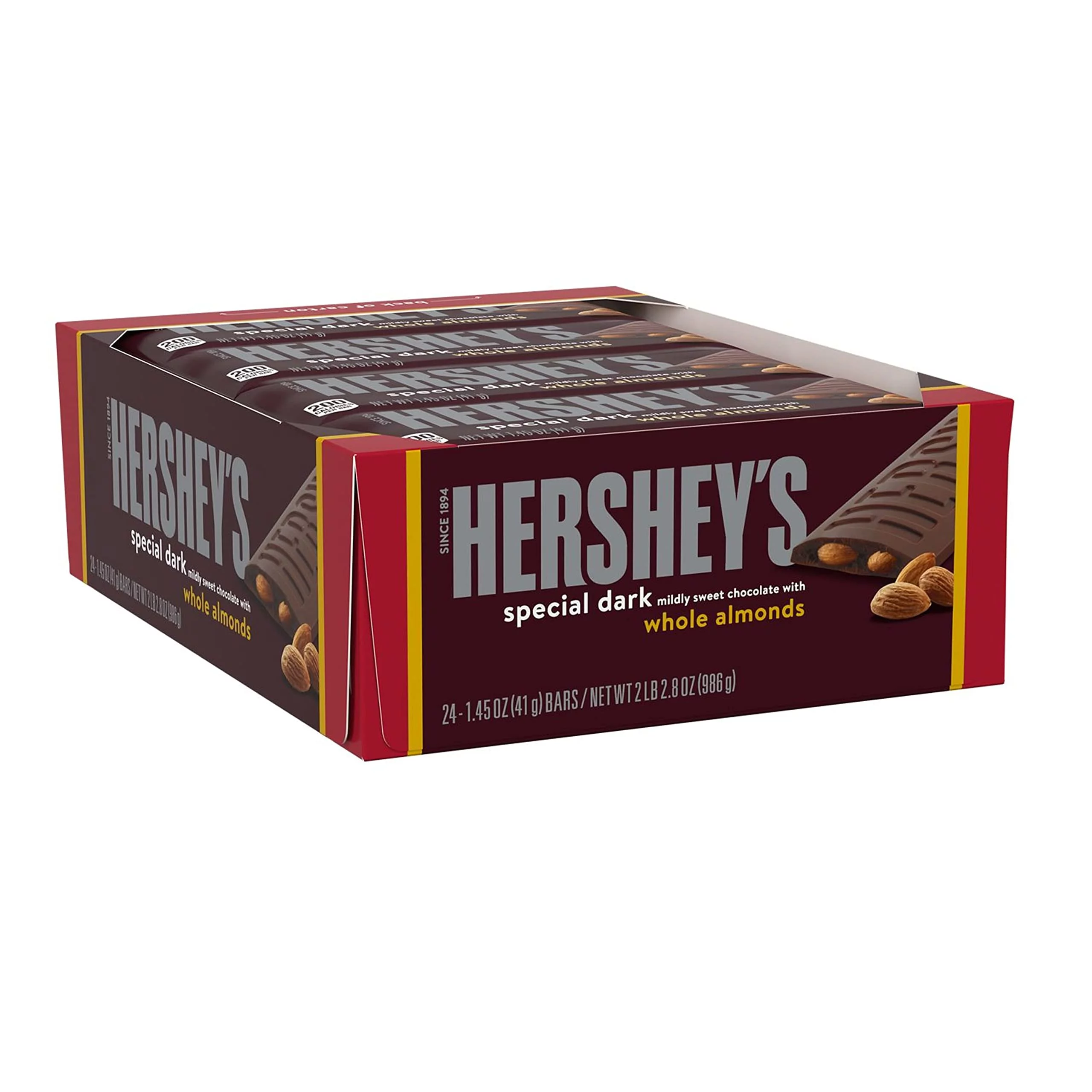 Hershey,S Special Dark Chocolate With Whole Almonds Candy Bars, 1.45 Oz (24 Count)