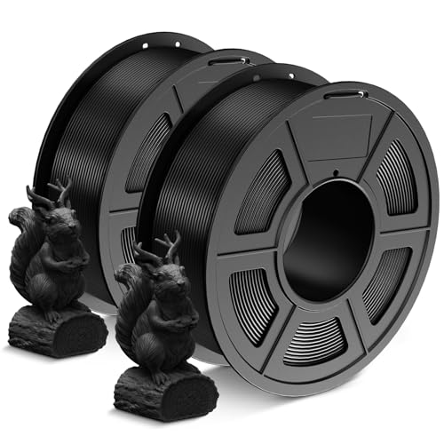 SUNLU 4kg PLA 3D Printer Filament Bundle, Neatly Wound PLA Filament 1.75mm ±0.02mm, Individually Vacuum Packed, 4kg in Total, 1kg per Spool, 4 Pack, 4000g, 4Black