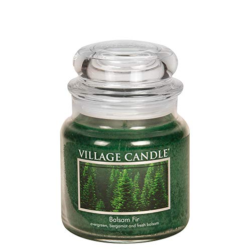 Village Candle Balsam Fir Large Apothecary Jar, Scented Candle, 21.25 oz., Green