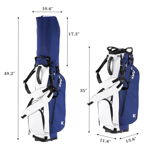 KVV Lightweight Golf Stand Bag with 7 Way Full-Length Dividers, 5 Zippered Pockets, Automatically Adjustable Dual Straps，Elegant Design