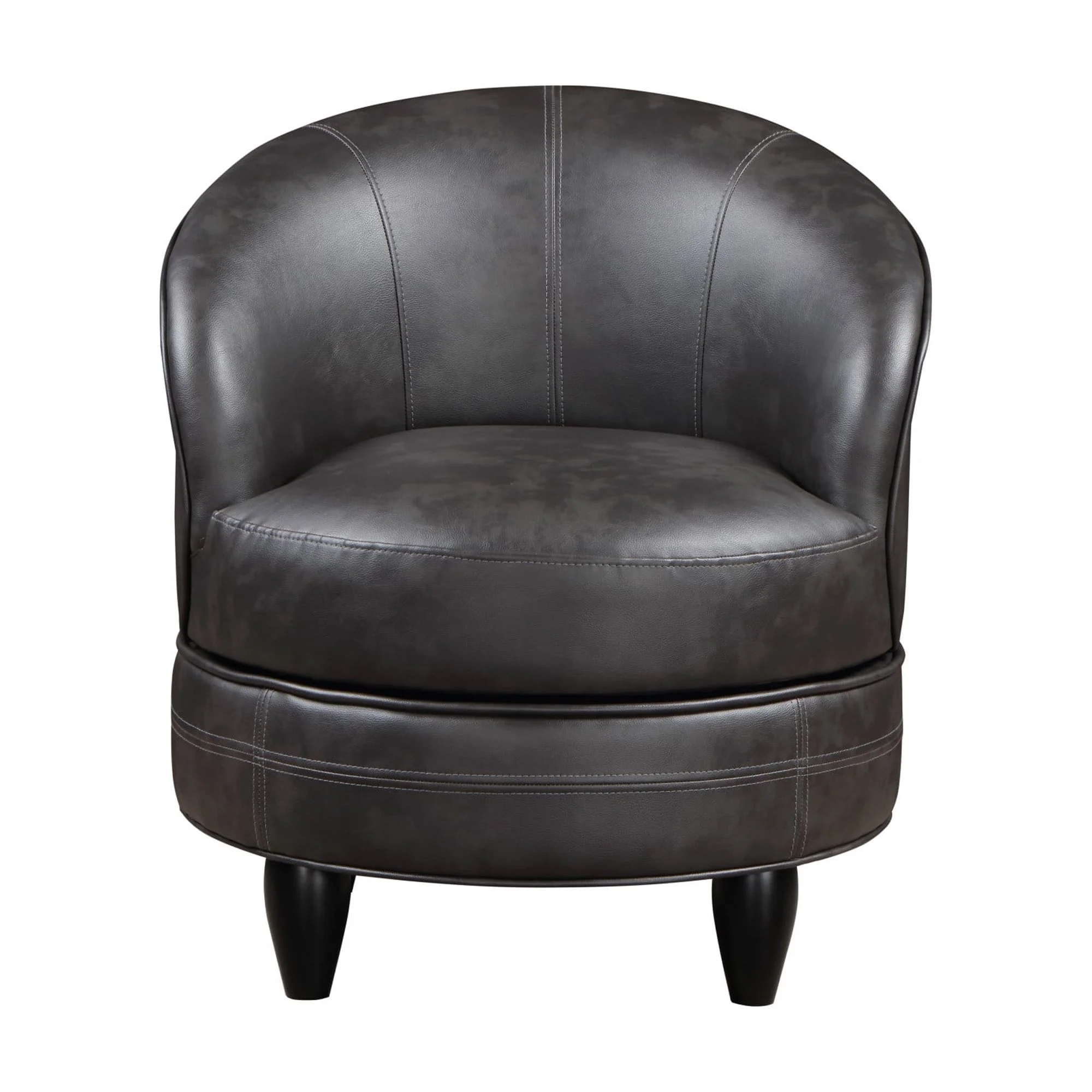Sophia Swivel Accent Chair in Gray Faux Leather