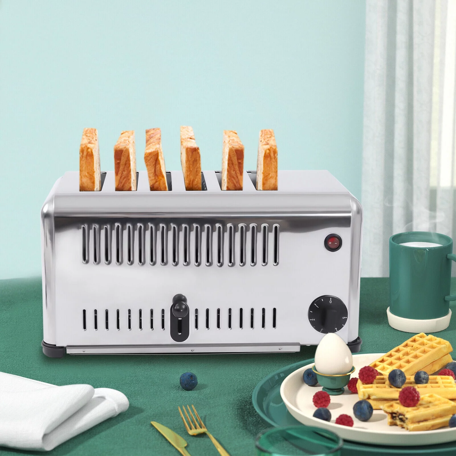 MIDUO 6 Slices Timing Electric Toaster Pop-Up Stainless Steel Toaster Bread Machine