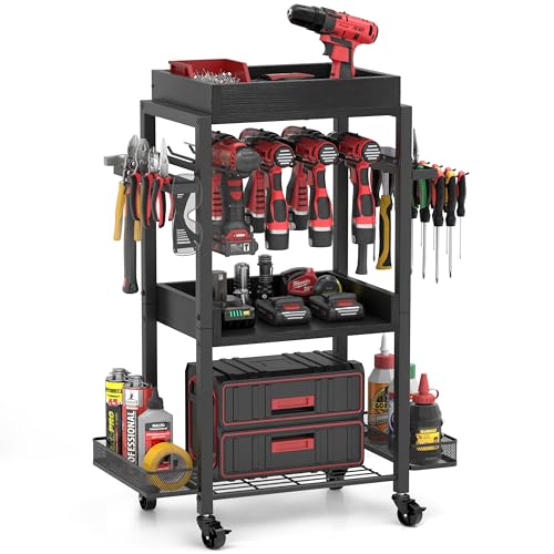 DEWALT Power Tool Organizer - Garage Storage Shelving with Rolling Cart & Open Tool Chest Cabinet Box Organizer with Wheels - Workshop & Gift Ideas for Men, Dad