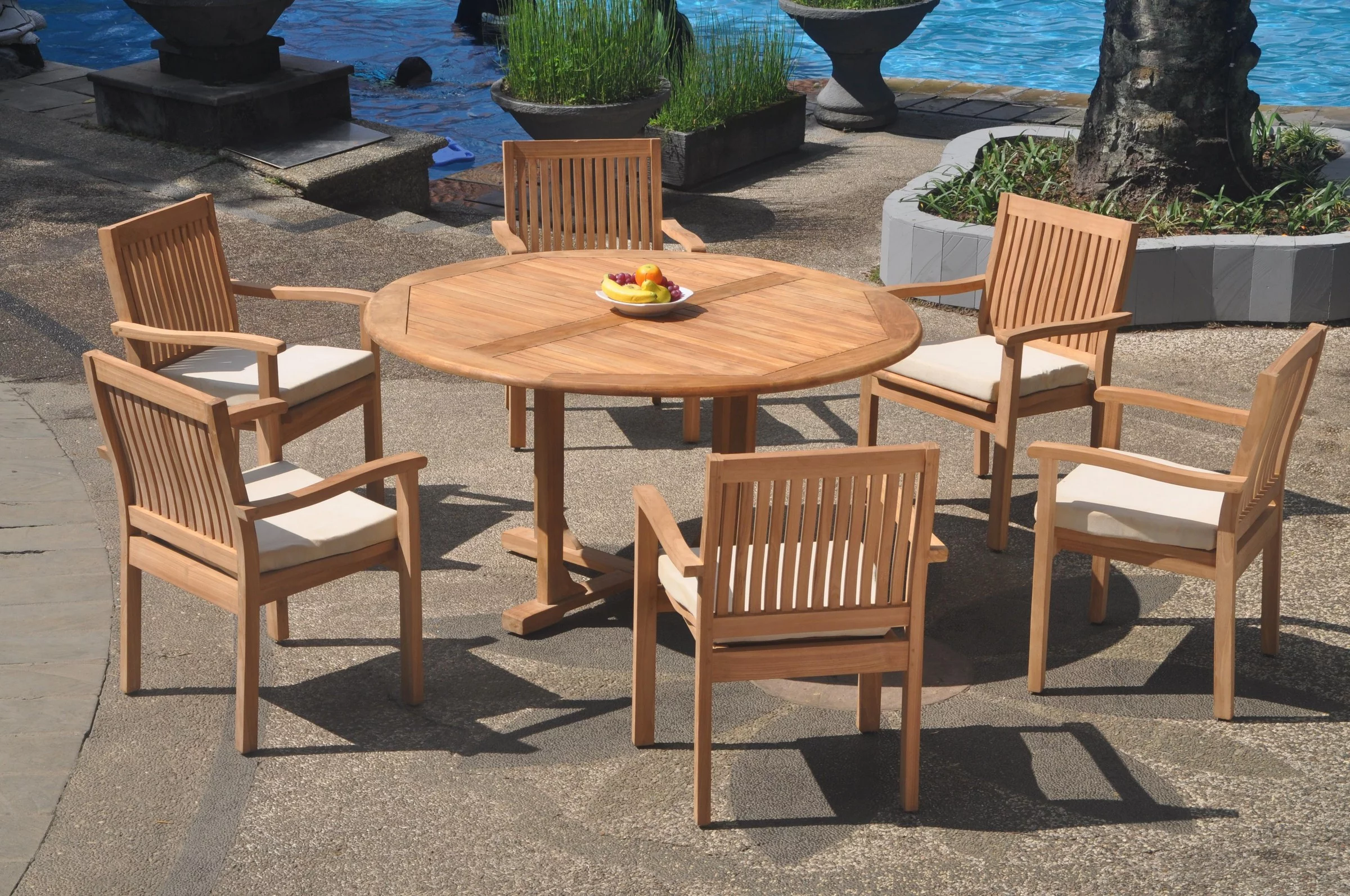 Grade-A Teak Dining Set: 6 Seater 7 Pc: 60