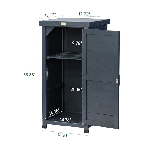 Outdoor Storage Cabinet, Potting Bench Table with Metal Tabletop & Shelves, Wooden Planting Workstation for Patio Garden, Weatherproof