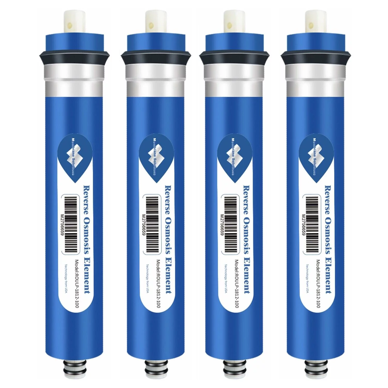 Membrane Solutions Reverse Osmosis Membrane 100G RO Membrane Water Filter Replacement for Under Sink and Reverse Osmosis System, 4 Pack