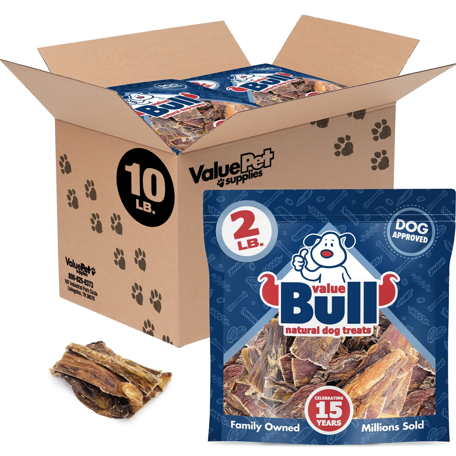 ValueBull Beef Jerky Gullet Sticks for Dogs, 10 Pounds