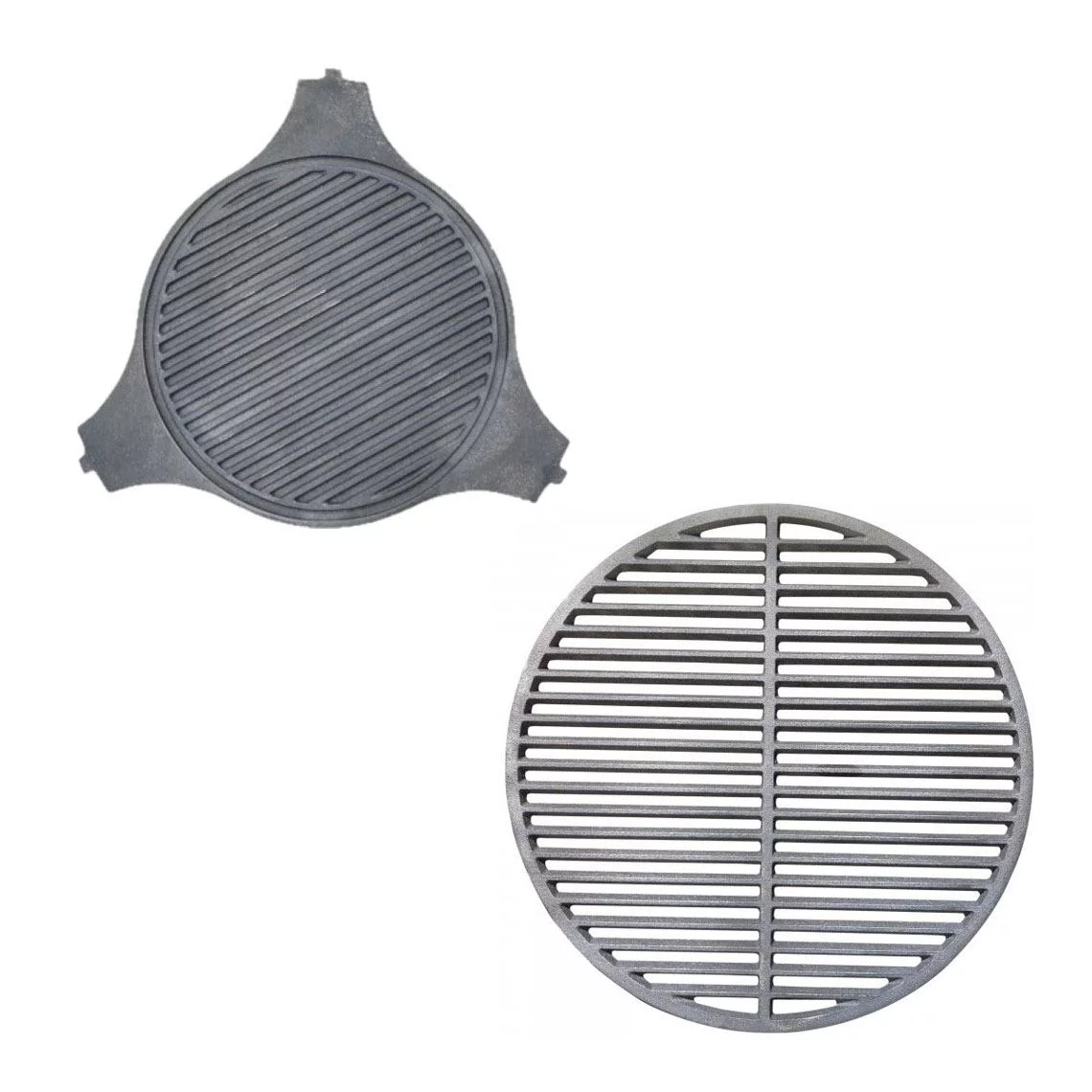 Titan Great Outdoors Dual Sided Cast Iron Grill Grate and Cast Iron Plate Setter, Fits BGE and Kamado Joe, Heat Retention Cooking