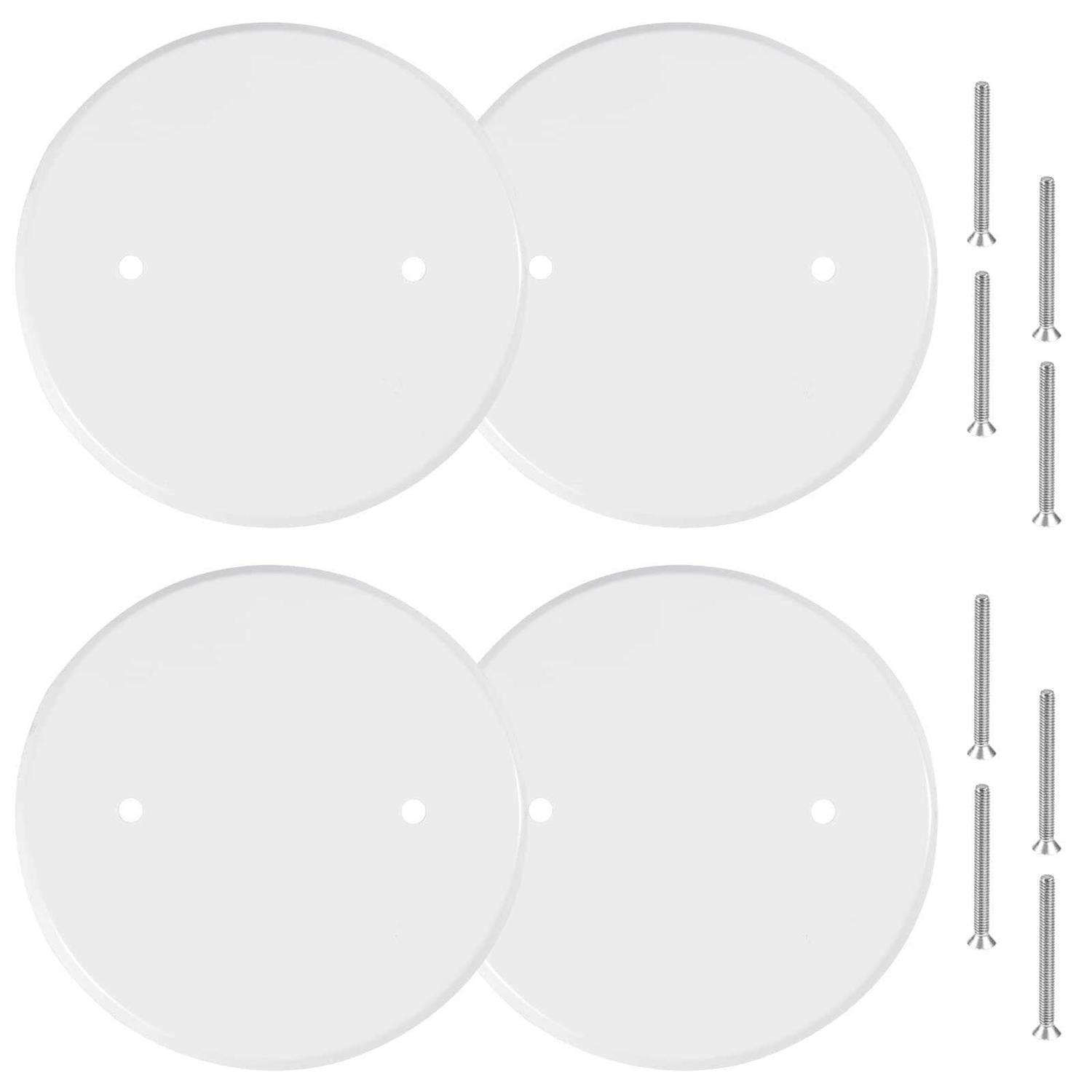 4 Packs 5 Inch Ceiling Cover Plate Metal Flat Round Electrical Cover Blank Circle Wall Plate with Screws Ceiling Fan Switch Cap Cover - Shop Hardware Tools Online Store