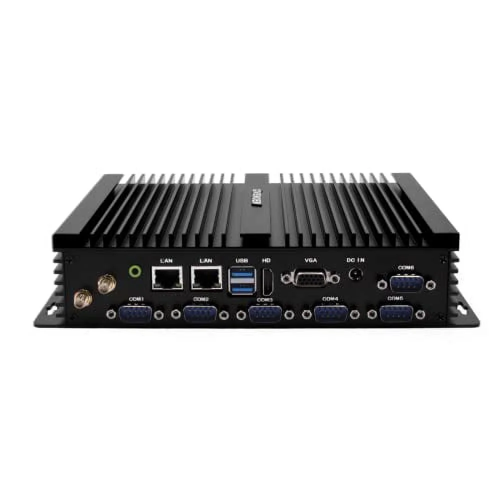 Industrial Mini PC Windows 10, Celeron J4125, 16GB DDR4 RAM 512GB SSD, HD-MI, VGA, 2-Display, Dual RJ45 Lan, 6 COM RS232/485, USB3.0, Wifi AC, BT, SIM slot, Small Industrial Computer, Auto Power On