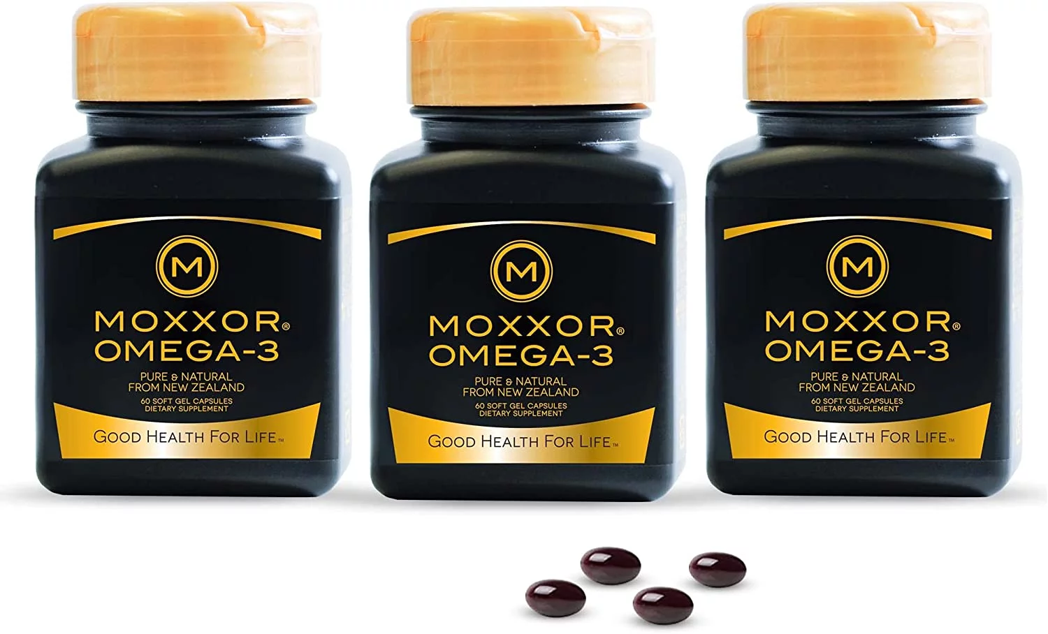 Moxxor Omega 3 Green Lipped Mussel from New Zealand (3 Bottle x 60 Capsules Per Bottle)