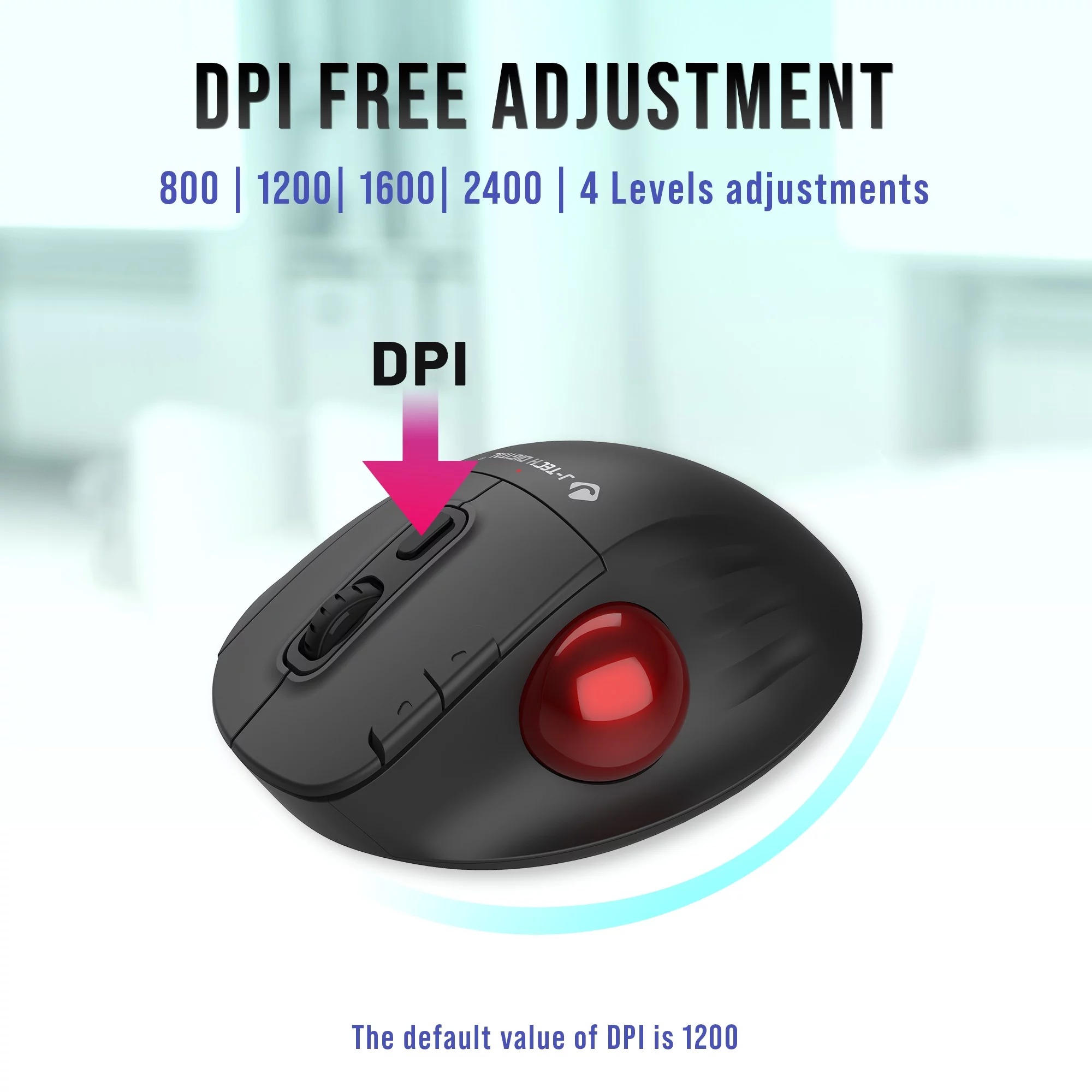 Wireless Trackball Ergonomic Mouse w/ Free & Easy Thumb Control | DPI Adjustment, Precision Tracking, Multi-System Compatibility with PC, Laptop, Windows, Mac by J-Tech Digital
