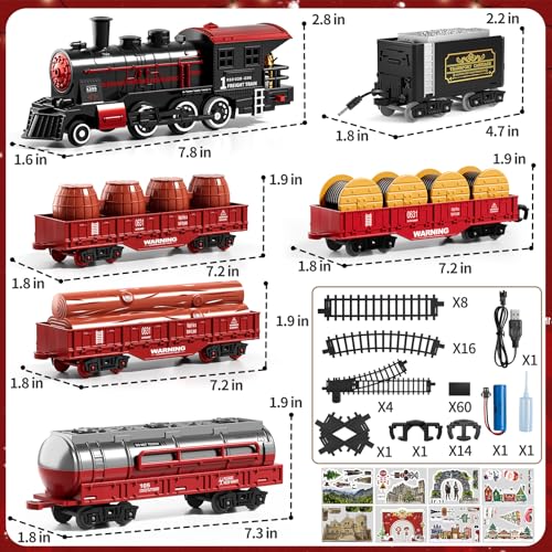 Train Set for Toddlers 3-5, Electric Alloy Train Toy with Realistic Sound, Lights and Smoke for Under Christmas Tree,Toddler Model Trains for 3 4 5 6 7 8 Years Old Kids Toys Gifts