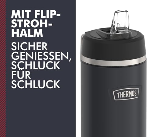 Thermos ICON Insulated Drinking Bottle with Straw, 0.71 L, Sandstone Matt, Beige, 12 Hours Cold, Stainless Steel, Thermos Flask, Dishwasher Safe, BPA-Free