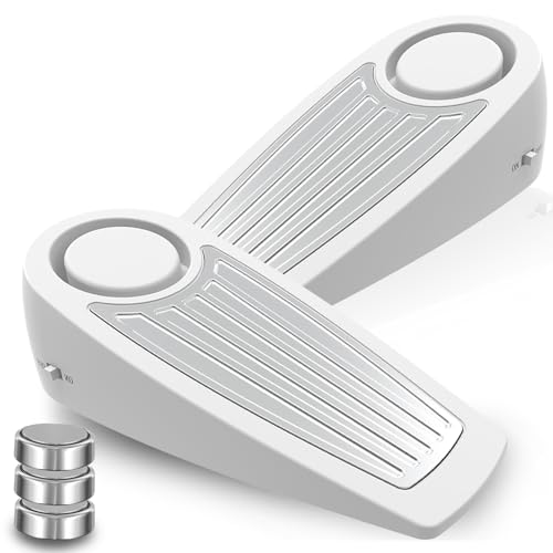 Upgraded Door Stop Alarms 130dB Intruder Alert Siren, Floor Mount Type, Rubber Security Devices Door Wedge for Home,Hotel, College Dorm Room, Apartment, Stays Travel,Black 2 Pack