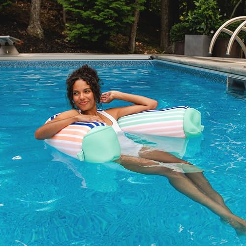 Big Joe Noodle Sling, No Inflation Needed, Pool Float with Armrests, Quick Draining Fabric, Cup Holder