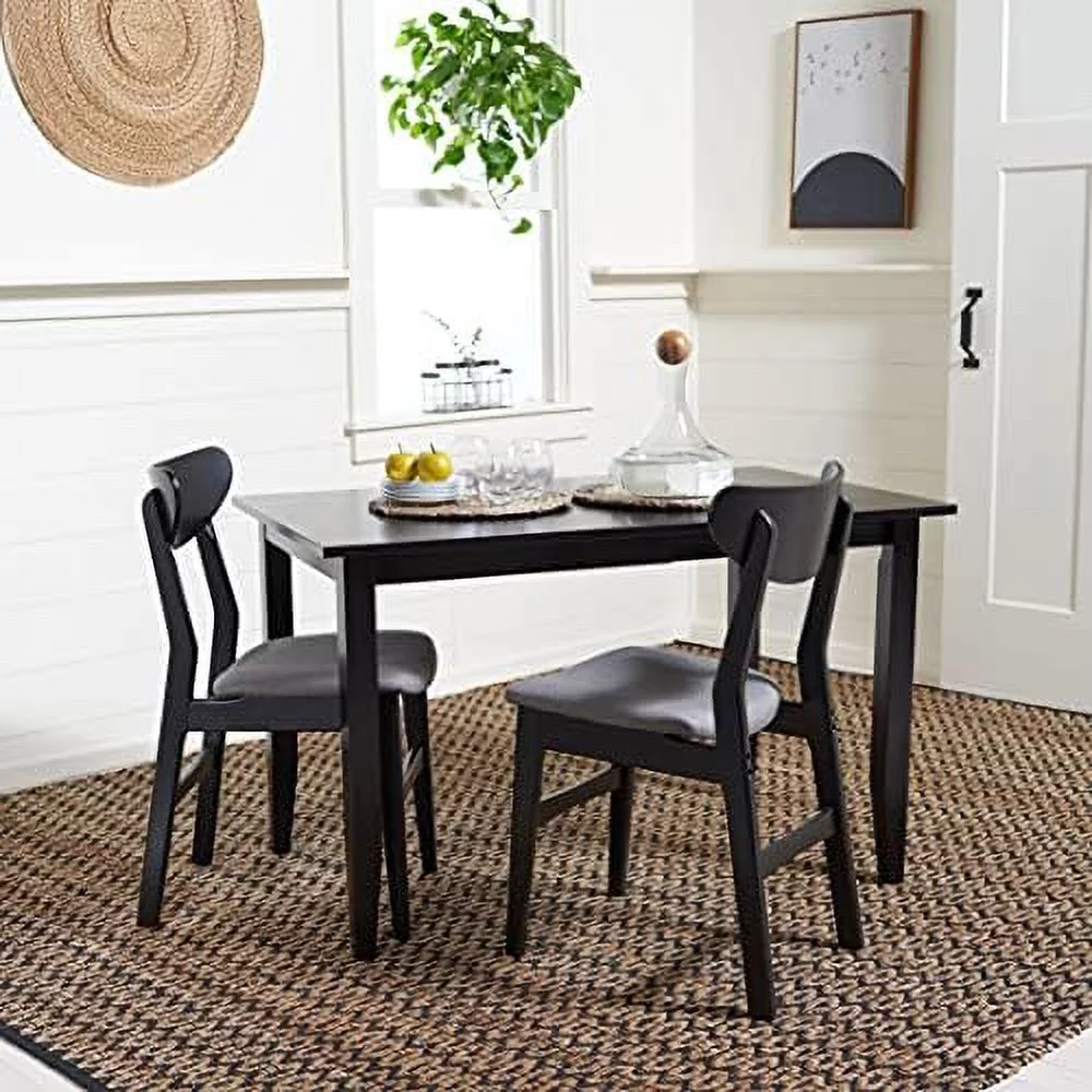 Home Collection Miliano Matte Black Drop End Leaf Dining Room Table DTB1404A, 0