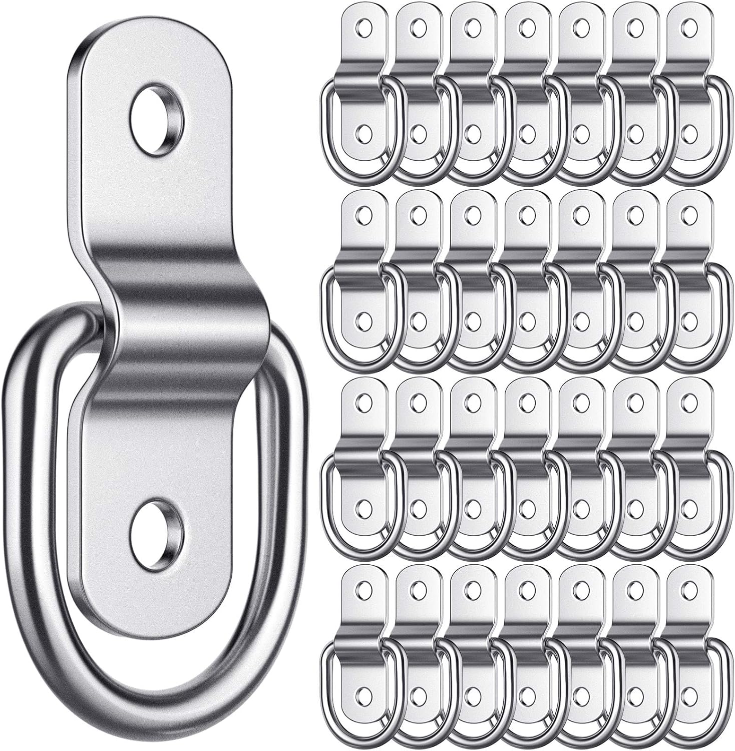 60 Pcs D Rings Tie Down Anchor 1/4 Inch Heavy Duty D Hooks for Trailer Truck Bed 700 Lbs Stainless Steel Trailer Tie Down Rings Surface Mount D Ring Trailer Tie Down Hooks for Truck Boat Motorcycle