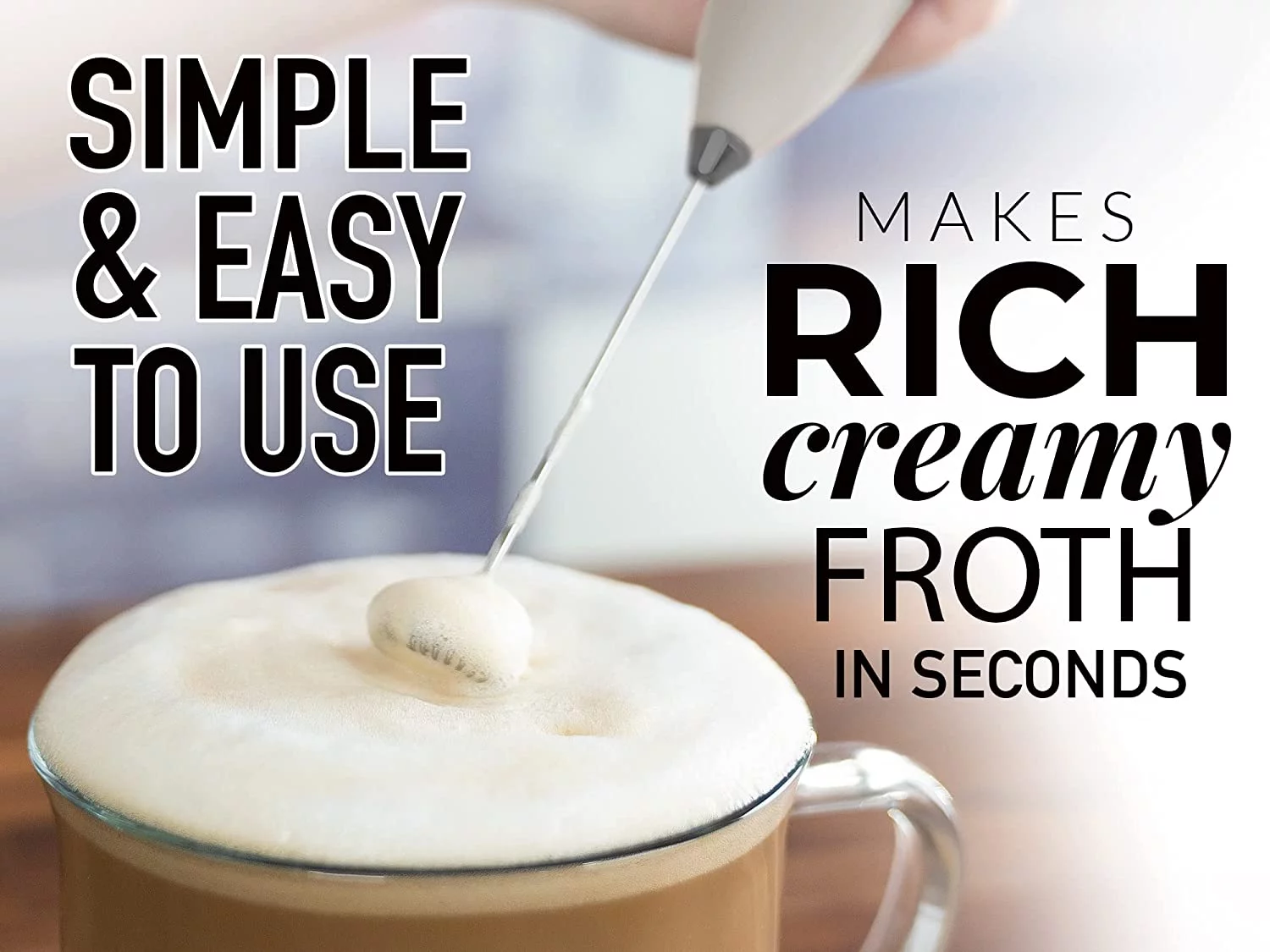 Zulay Kitchen Milk Frother with Stand Handheld Electric Whisk for Coffee Latte and Matcha Exec Gray with Black Stand