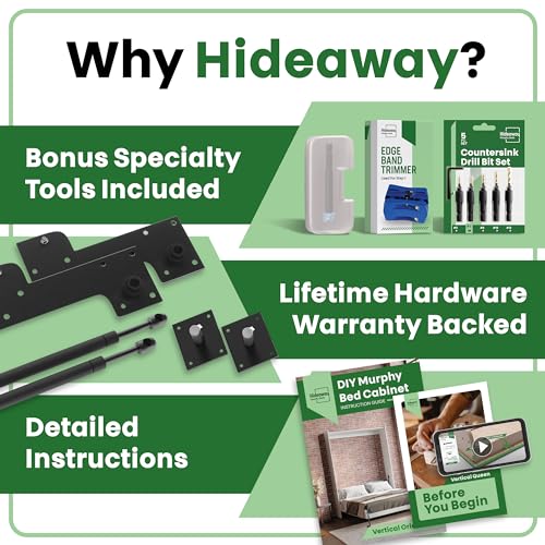 DIY Murphy Bed Kit Queen Vertical | Murphy Bed Hardware for Wall Cabinet, Vertical Queen Frame, Deluxe Mechanism Kit with Bonus Tools