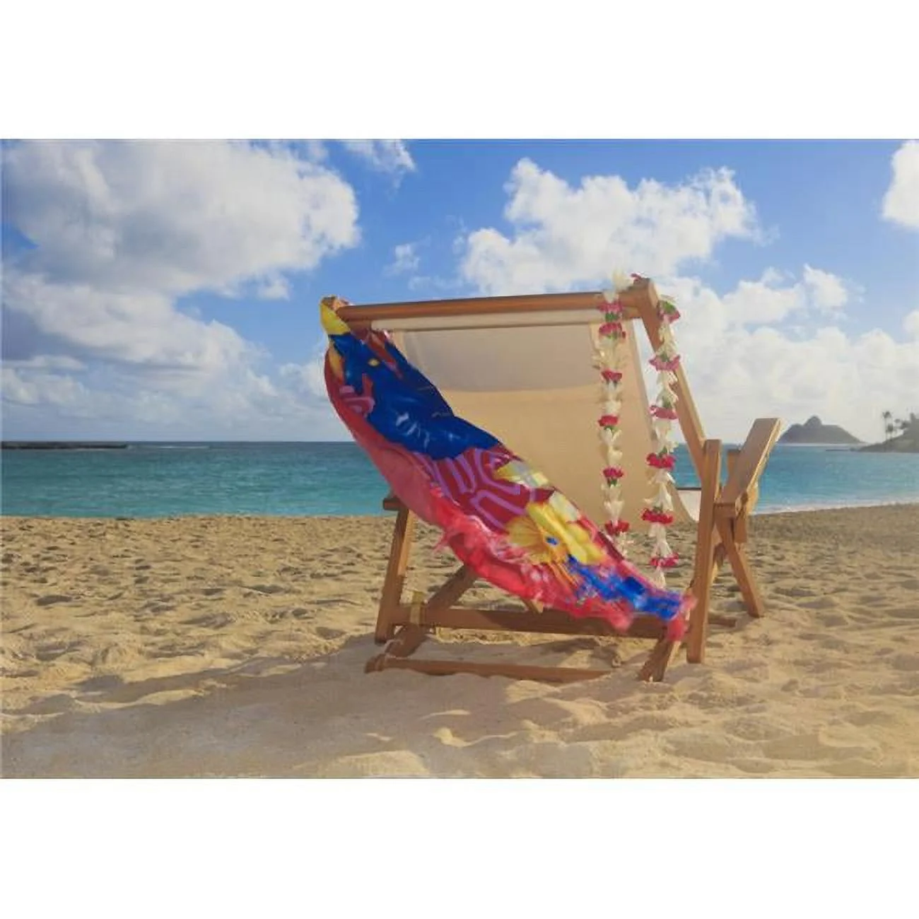 Hawaii Oahu Kailua A Lounge Chair On The White Sandy Beach of Lanikai Poster Print, 18 x 13