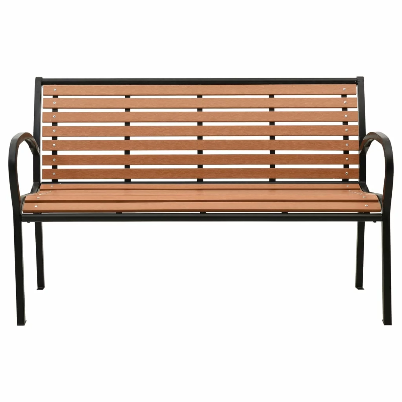 Dcenta 3-Seater Garden Bench Patio Porch Chair with WPC Seat and Backrest Steel Frame Outdoor Bench for Backyard, Balcony, Lawn Furniture 49.2 x 23.8 x 31.7 Inches (W x D x H)